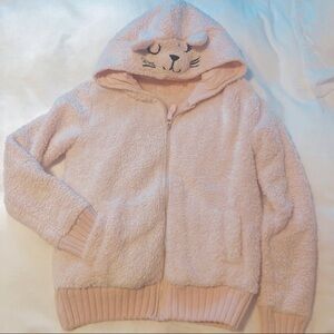 La vie en Rose Small Blush Pink Lambiekins Hooded Fleece Zip Sweater Jacket